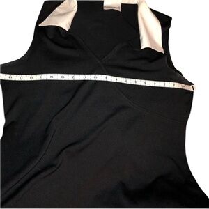 Fashion Bug size  large black Faux wrap sleeveless top with white collar stretch